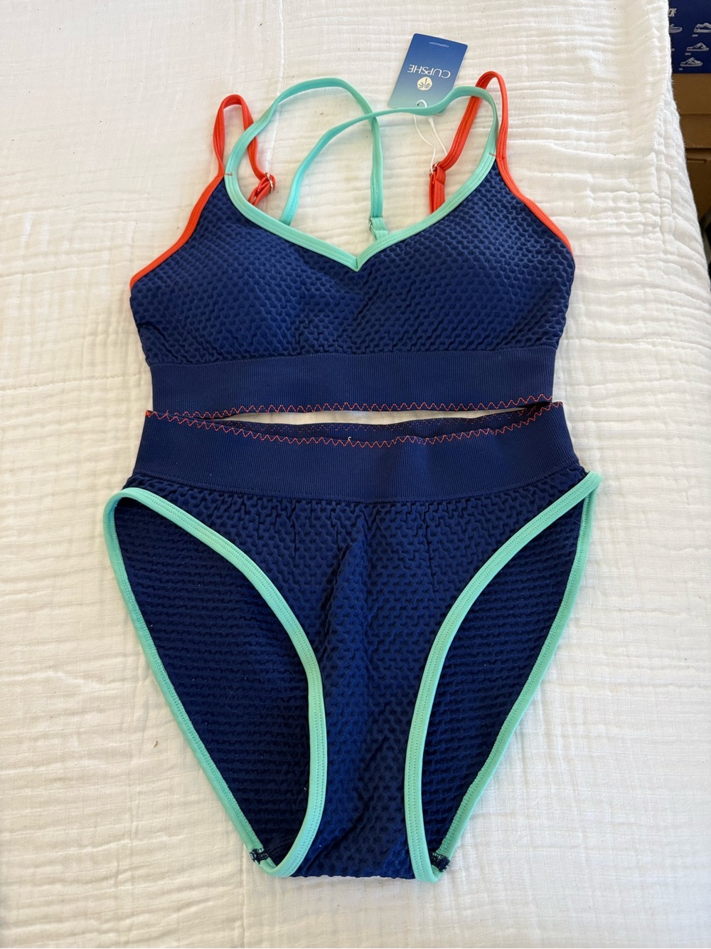 NWT Cupshe Relentless Blue Bikini Set Size Small